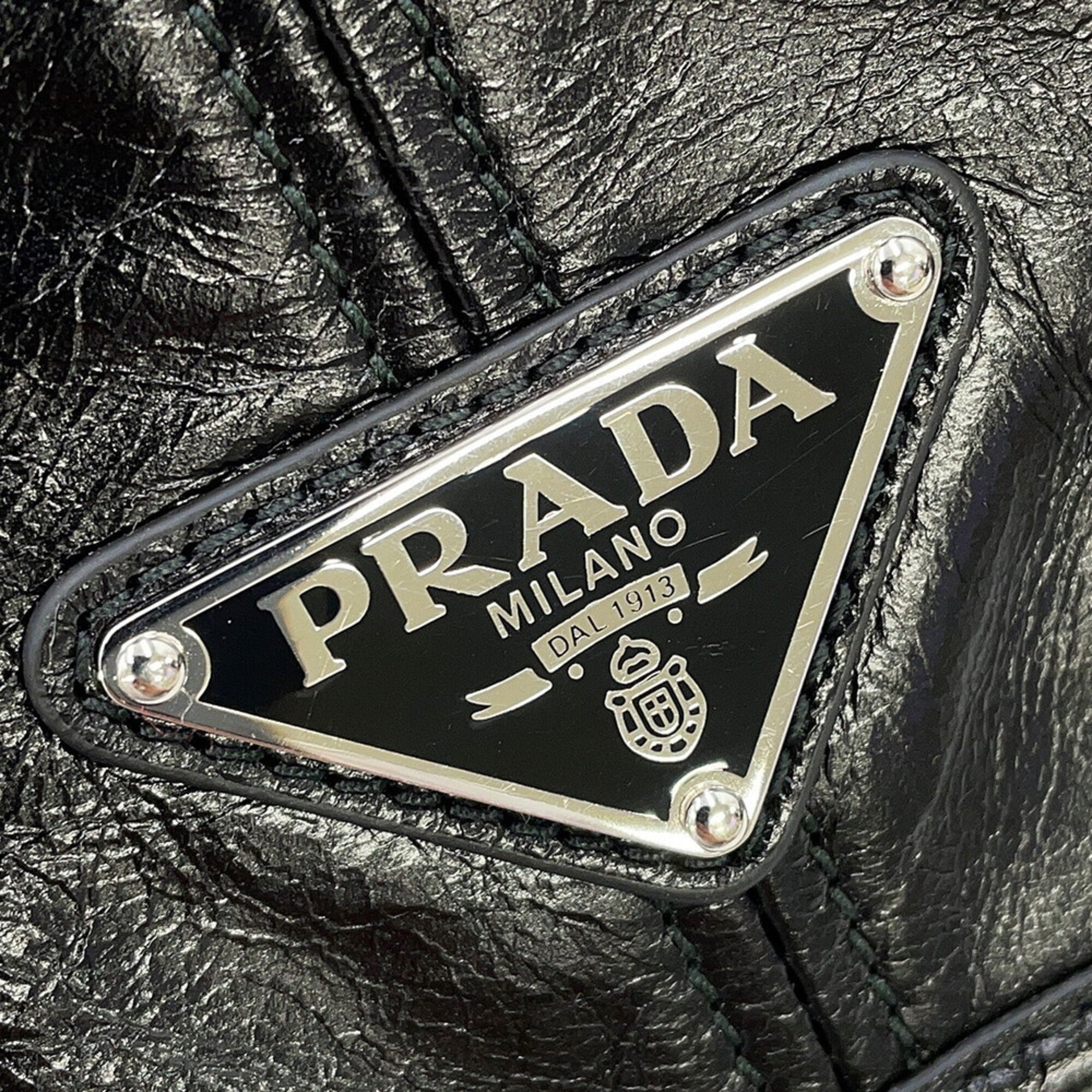 Prada Black Leather Handbag Shoulder Bag (Pre-Owned)
