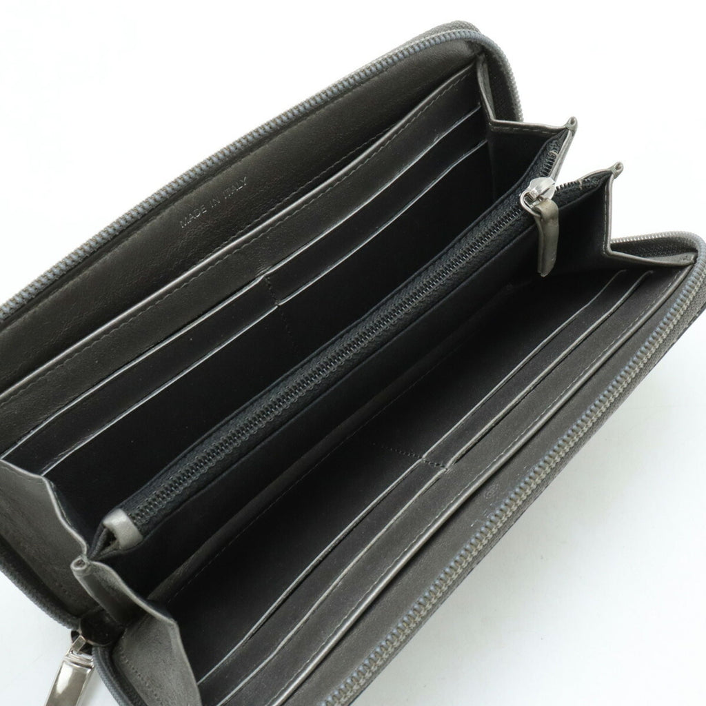 Chanel Metallic Gray Grained Calfskin Long Wallet (Bi-Fold) (Pre-Owned)
