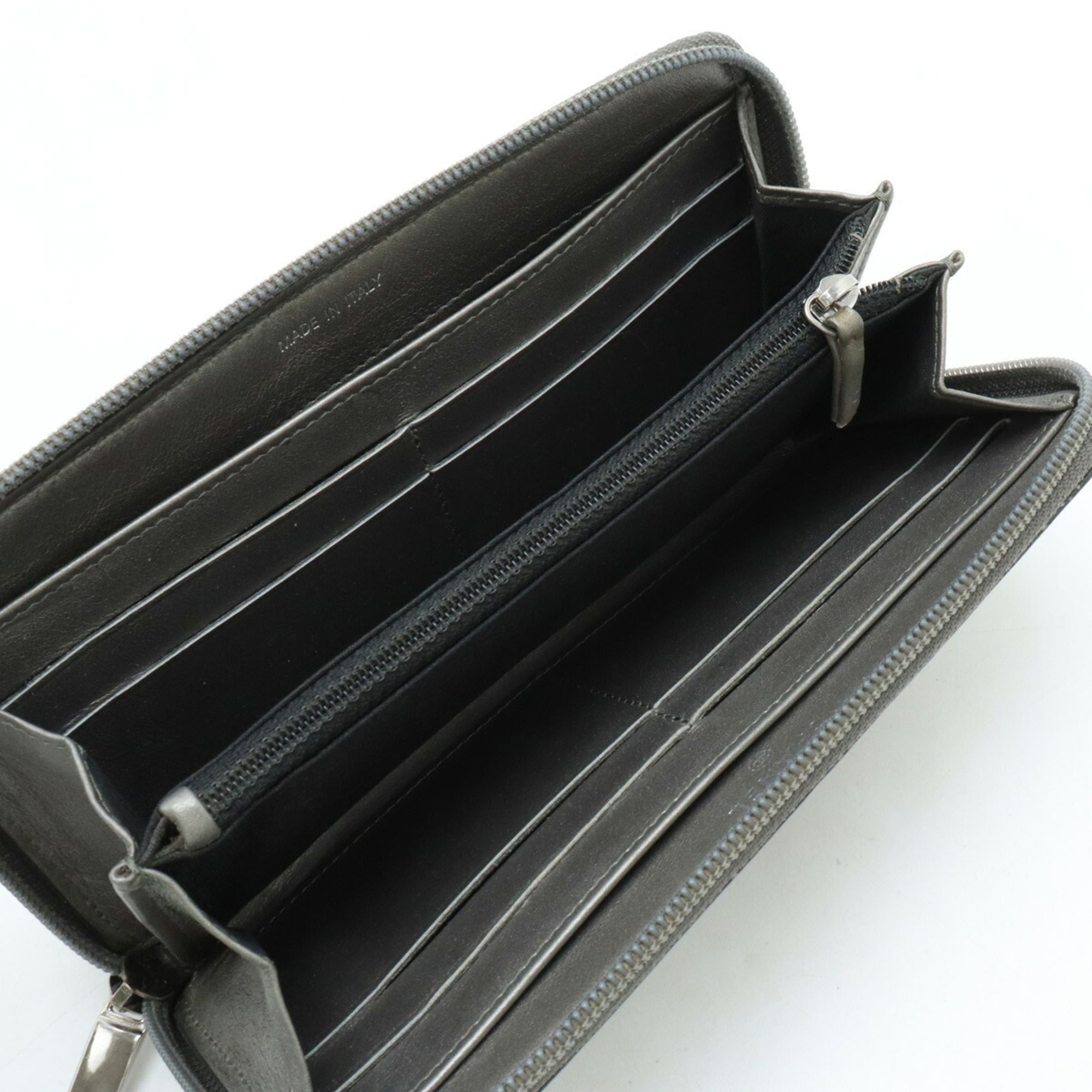 Chanel Metallic Gray Grained Calfskin Long Wallet (Bi-Fold) (Pre-Owned)