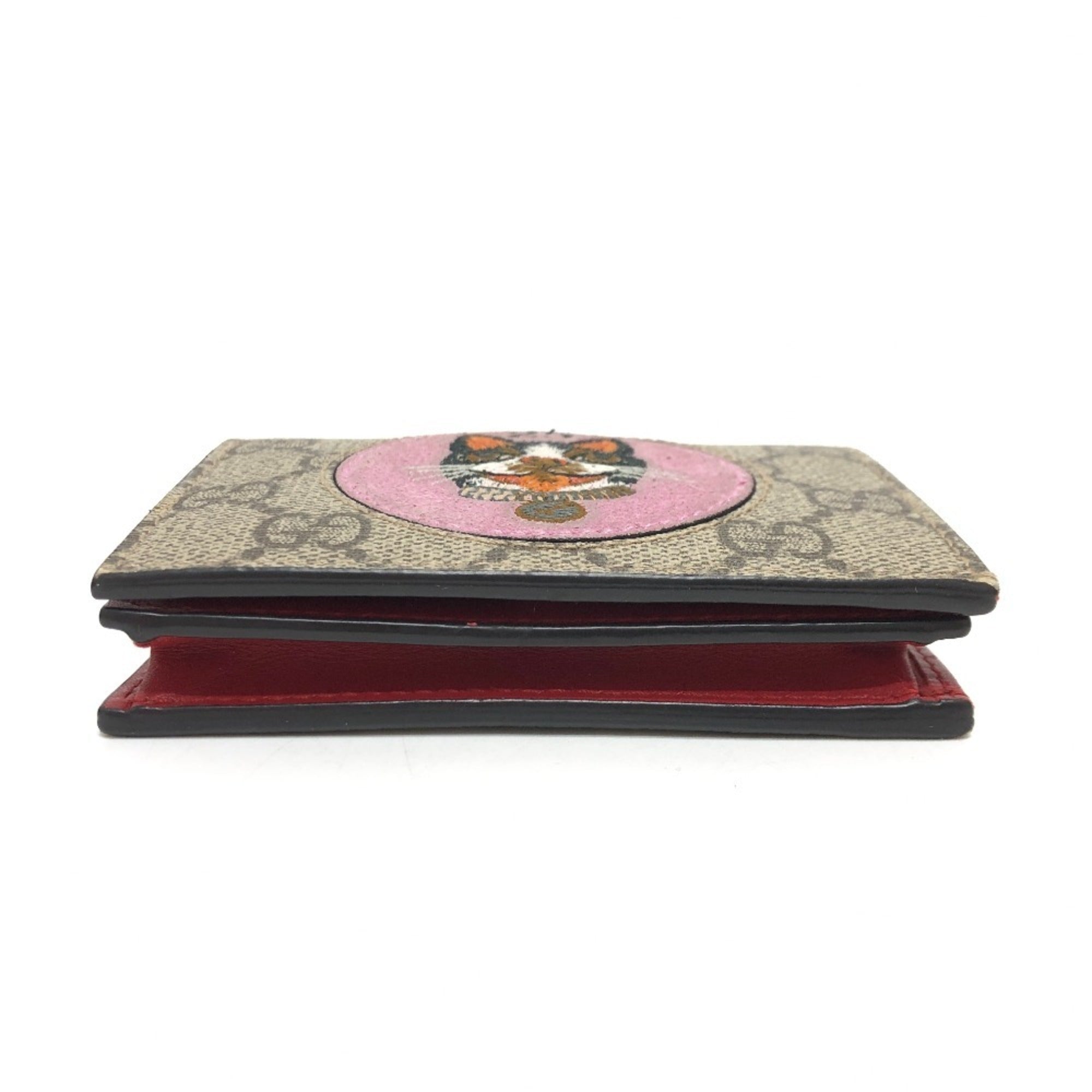 Gucci Beige Red Color Gg Supreme Canvas Wallet (Bi-Fold) (Pre-Owned)