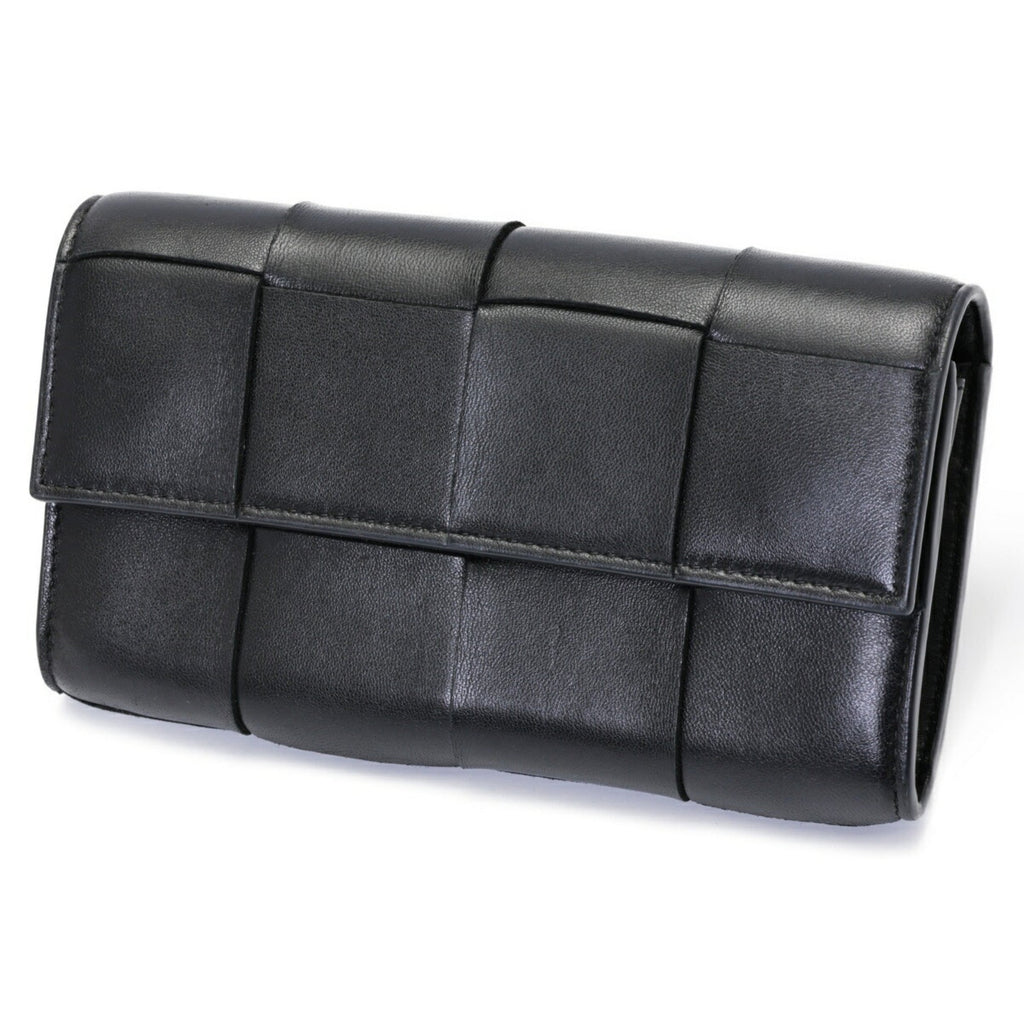 Bottega Veneta Black Leather Long Wallet (Bi-Fold) (Pre-Owned)