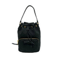 Prada Black Leather Canvas Handbag Shoulder Bag (Pre-Owned)