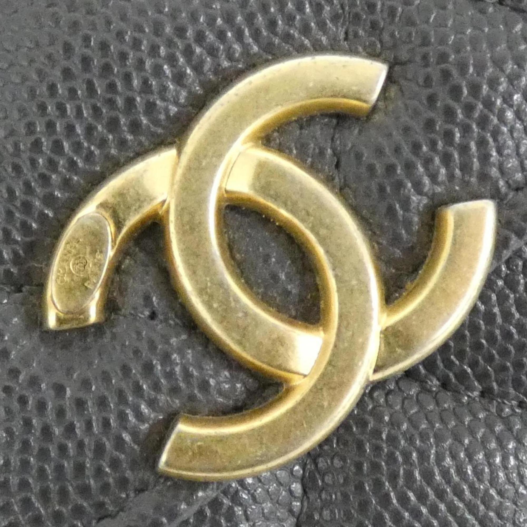 Chanel Gray Grained Calfskin Clutch Bag Shoulder Bag (Pre-Owned)