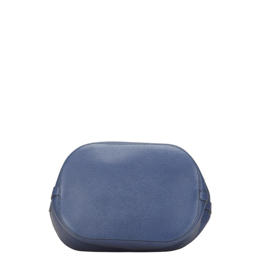 Gucci Bamboo Navy Leather Handbag Shoulder Bag (Pre-Owned)