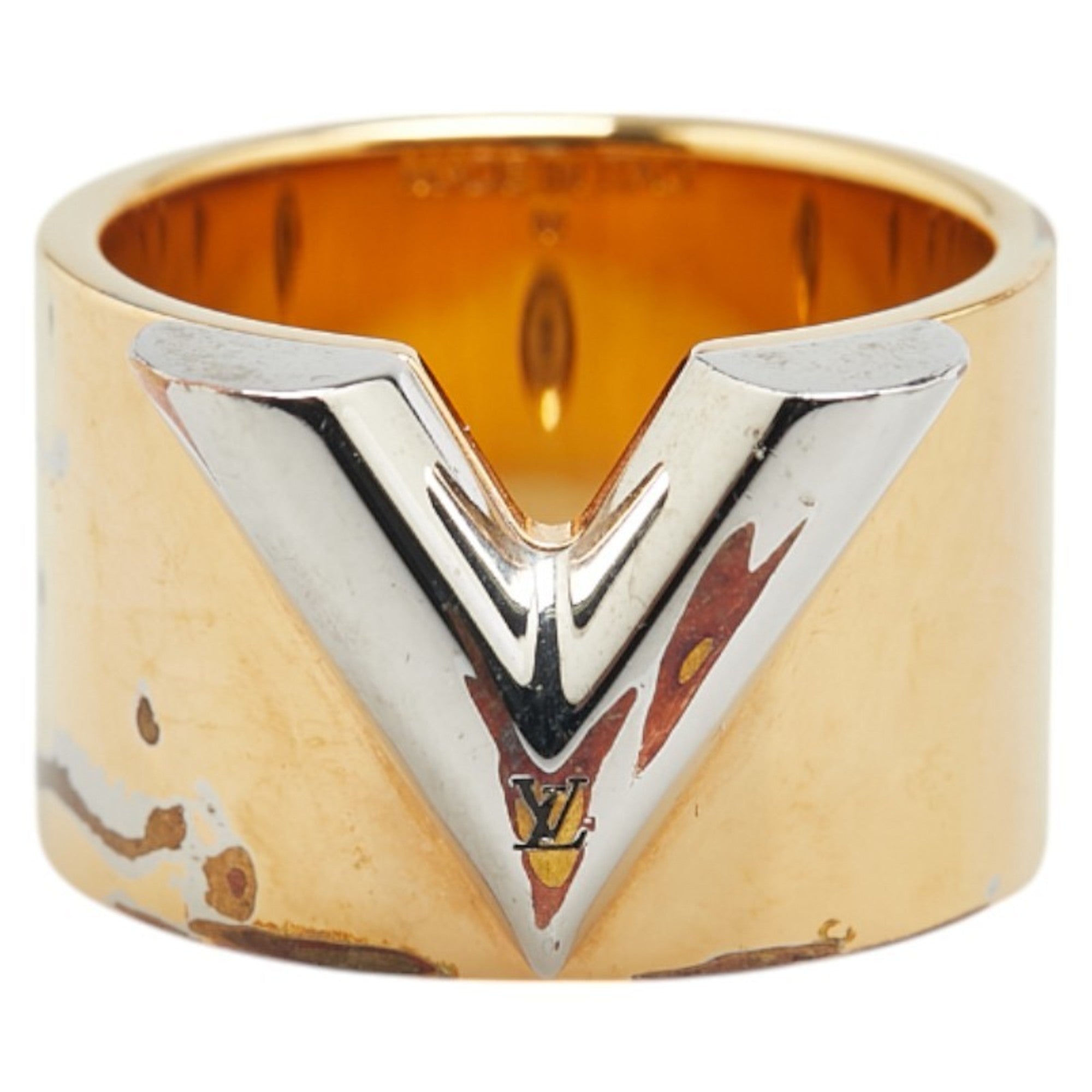 Louis Vuitton Gold Silver Metal Band Ring (Pre-Owned)