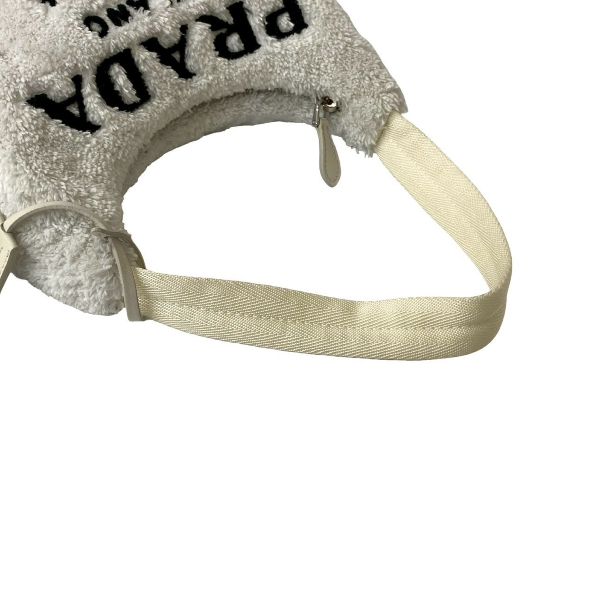 Prada White Pile Fabric Handbag Pouch (Pre-Owned)
