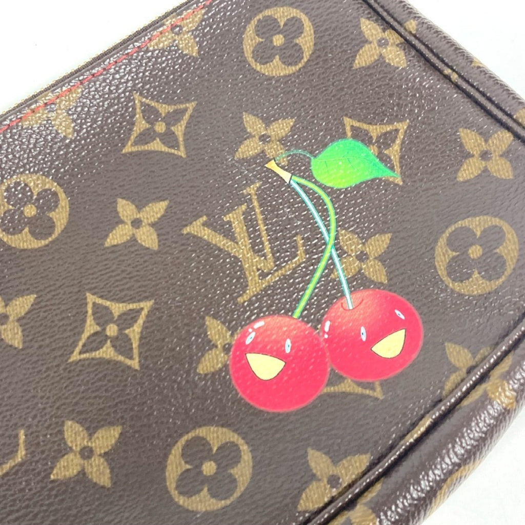 Louis Vuitton Monogram Brown Monogram Cherry Red Color Pochette Pouch (Pre-Owned)