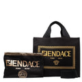 Fendi Black Yellow Canvas Shoulder Bag Tote Bag (Pre-Owned)