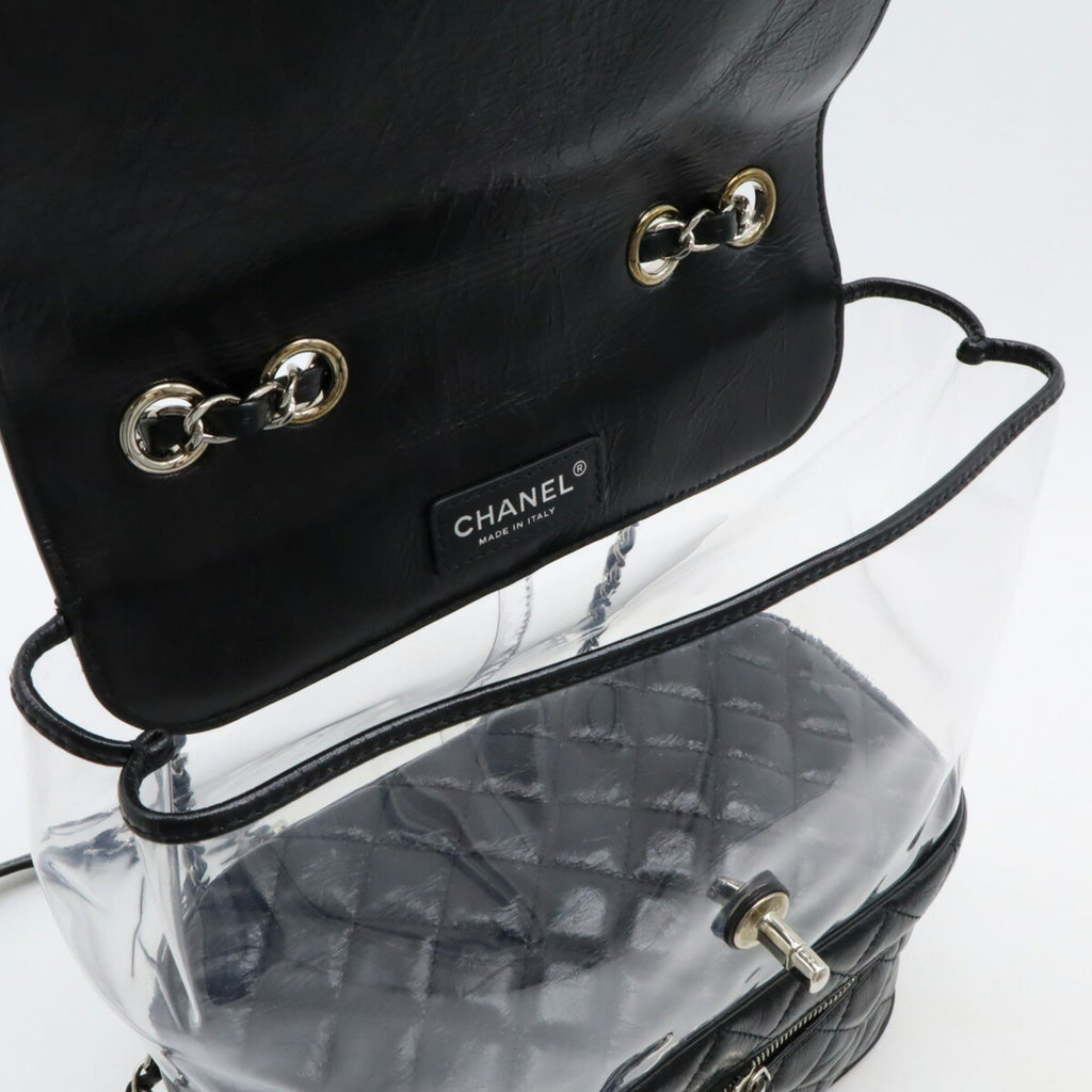 Chanel Black Vinyl Leather Shoulder Bag (Pre-Owned)