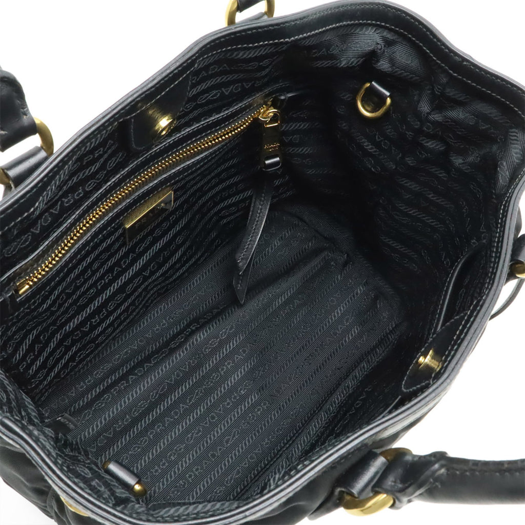 Prada Black Nero Nylon Leather Handbag Tote Bag (Pre-Owned)