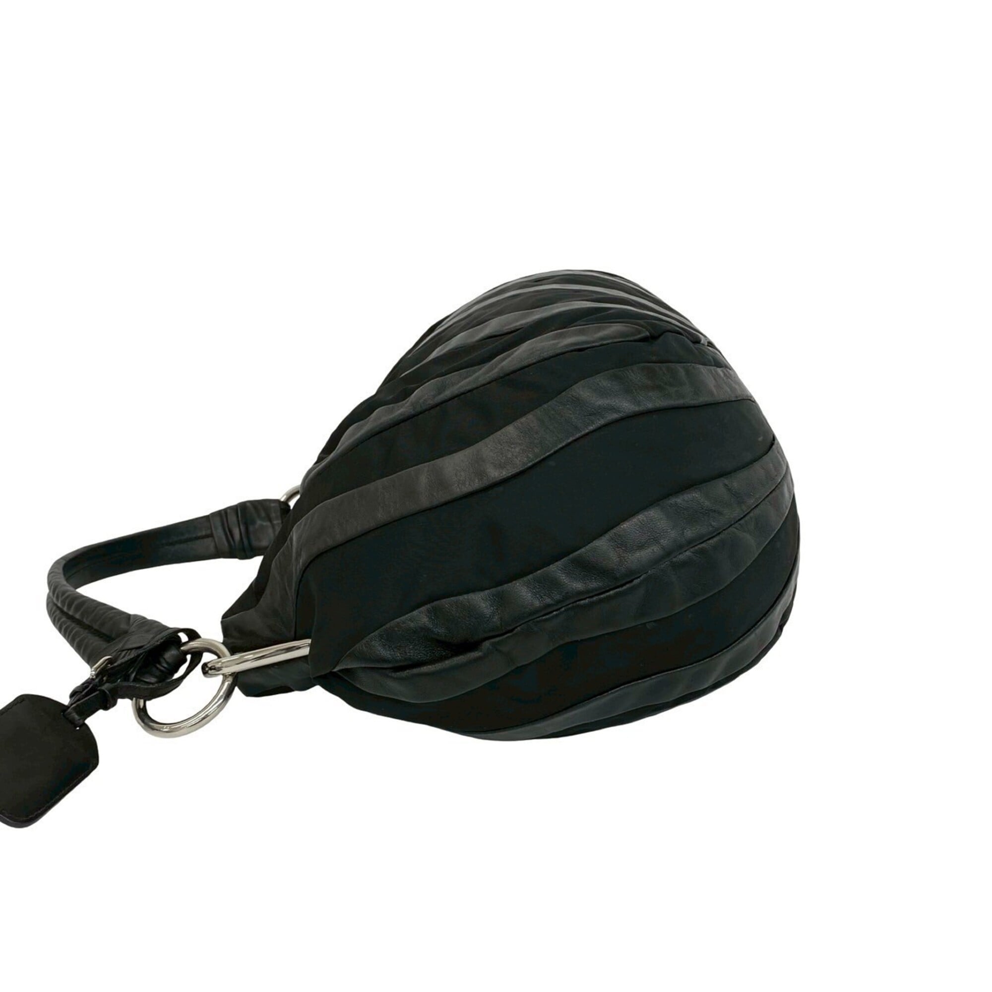 Prada Black Nylon Leather Handbag Shoulder Bag Tote Bag (Pre-Owned)