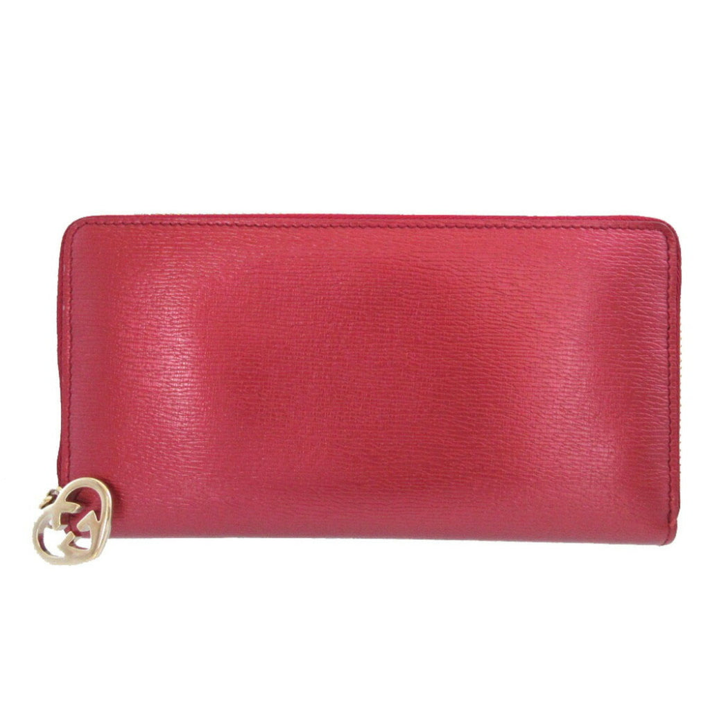 Gucci Red Color Leather Long Wallet (Bi-Fold) (Pre-Owned)
