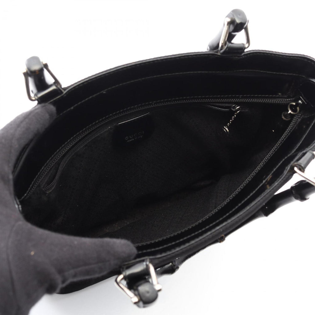 Gucci Black Leather Nylon Canvas Handbag (Pre-Owned)