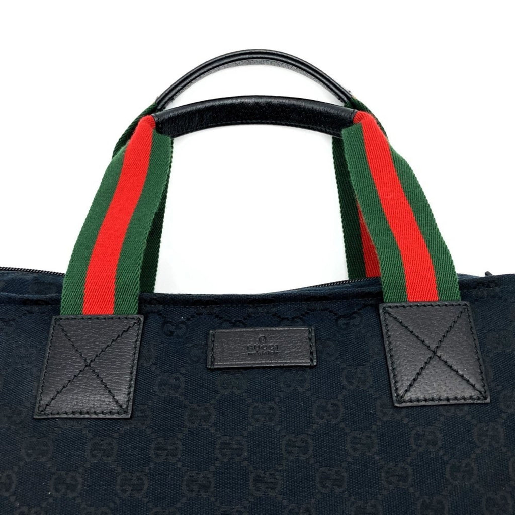Gucci Sherry Line Black Gg Canvas Handbag (Pre-Owned)