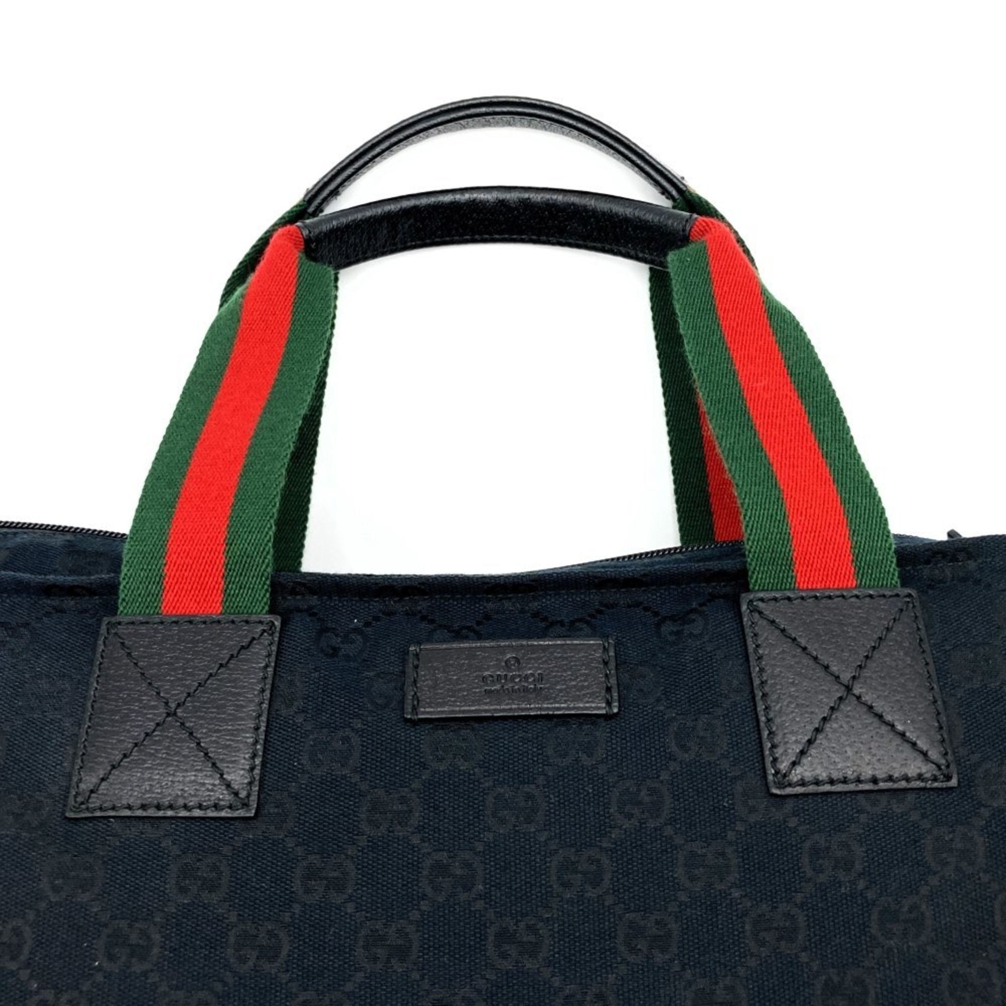 Gucci Sherry Line Black Gg Canvas Handbag (Pre-Owned)