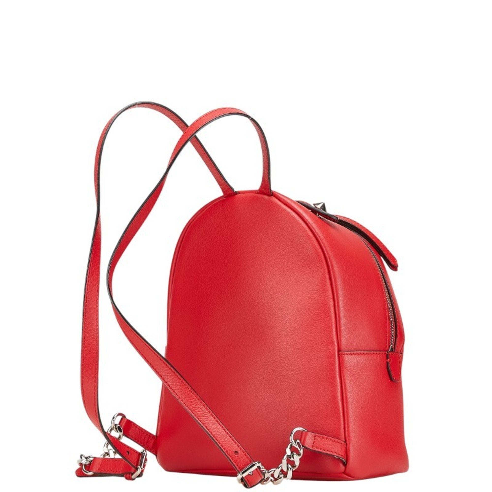 Fendi Red Color Leather Backpack (Pre-Owned)