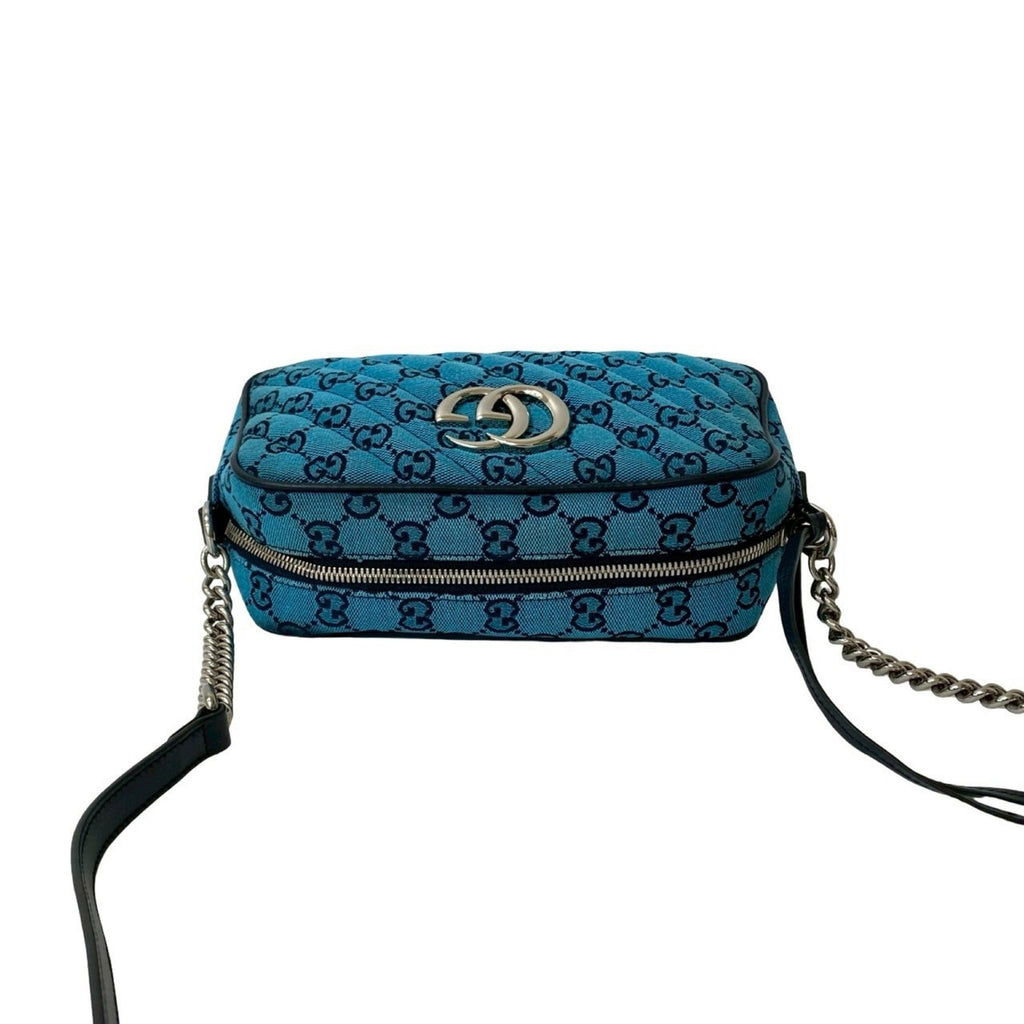 Gucci Blue Navy Canvas Leather Pochette Shoulder Bag (Pre-Owned)