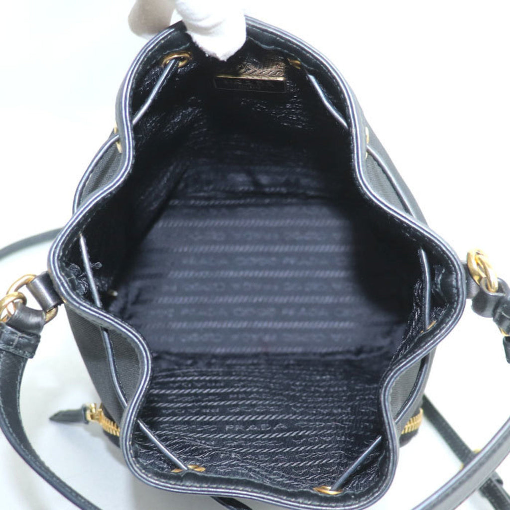 Prada Black Canvas Leather Shoulder Bag (Pre-Owned)