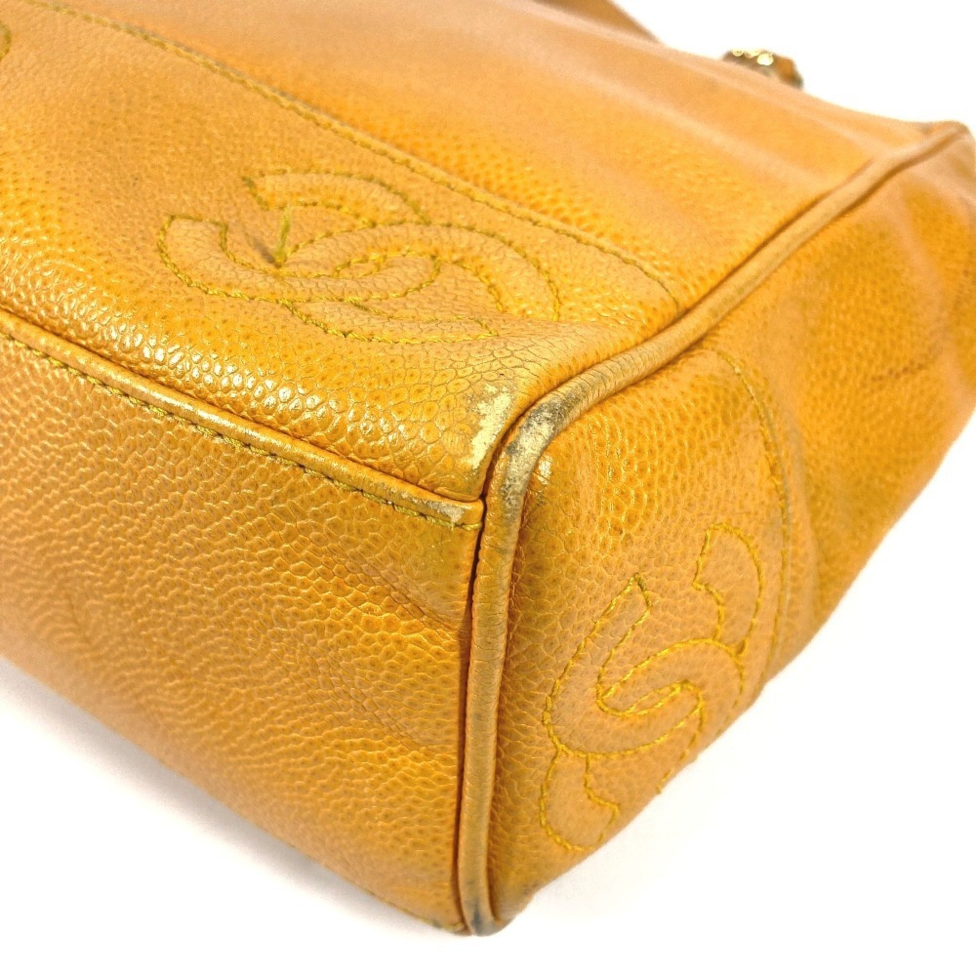 Chanel Yellow Grained Calfskin Shoulder Bag Tote Bag (Pre-Owned)