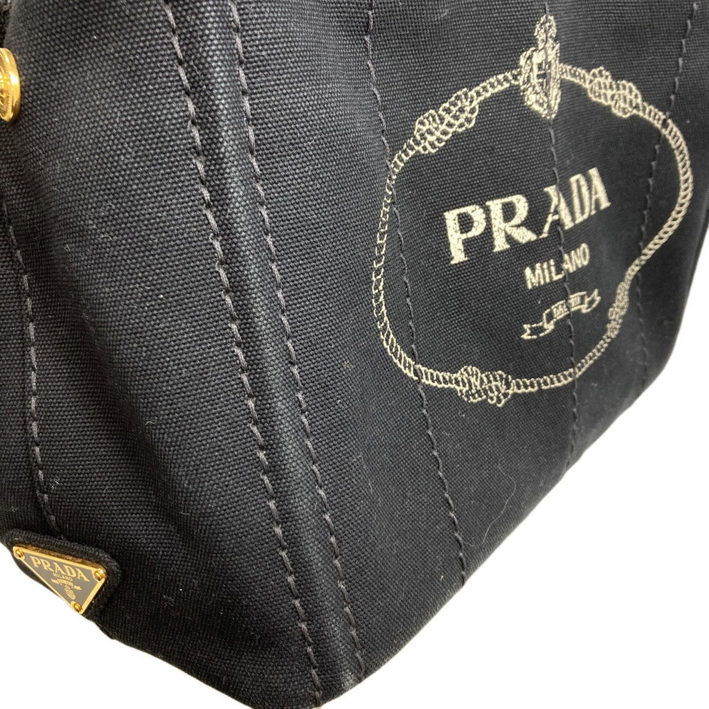 Prada Canapa Black Canvas Handbag (Pre-Owned)