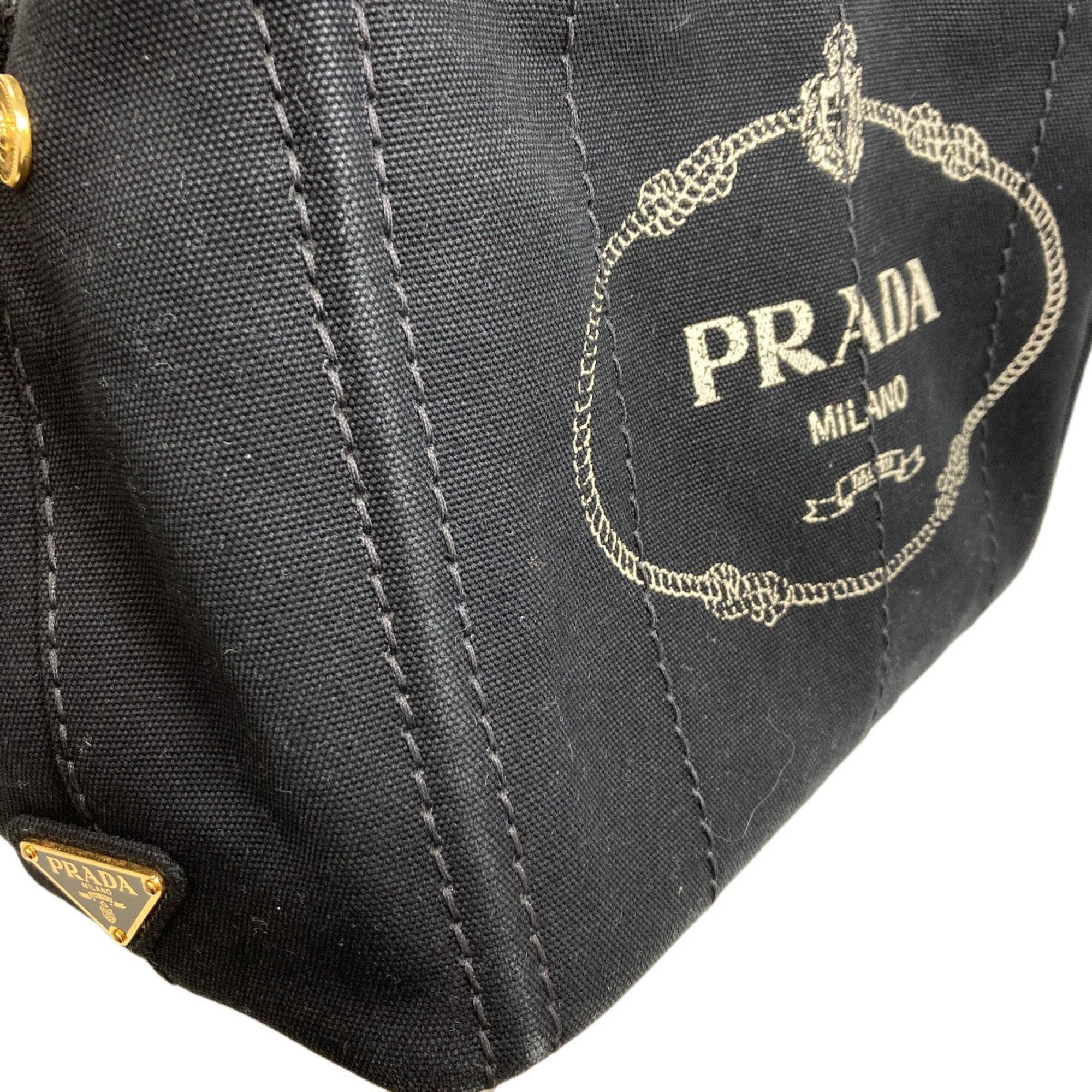 Prada Canapa Black Canvas Handbag (Pre-Owned)