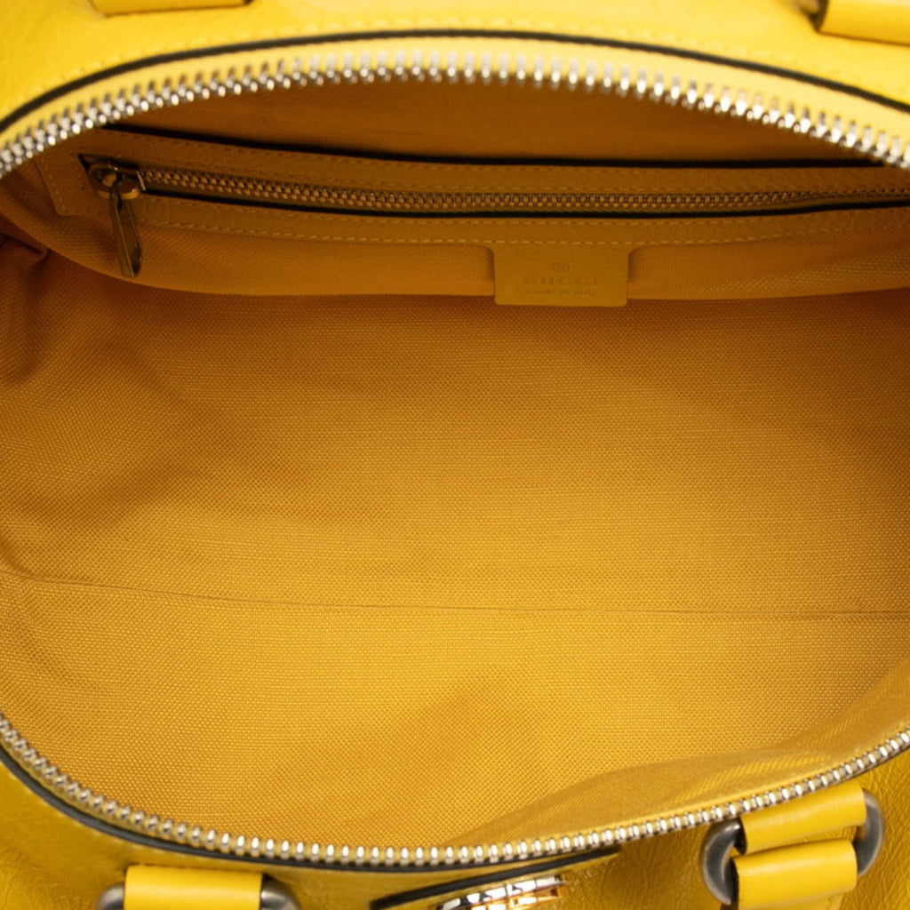 Gucci Yellow Leather Boston Bag Shoulder Bag (Pre-Owned)