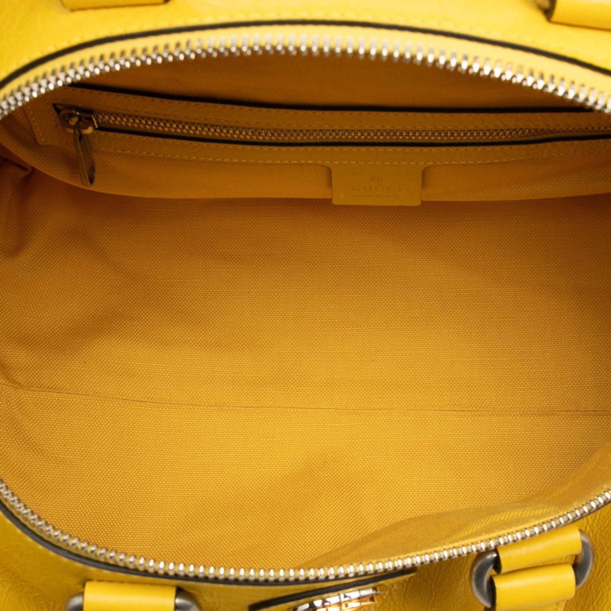 Gucci Yellow Leather Boston Bag Shoulder Bag (Pre-Owned)