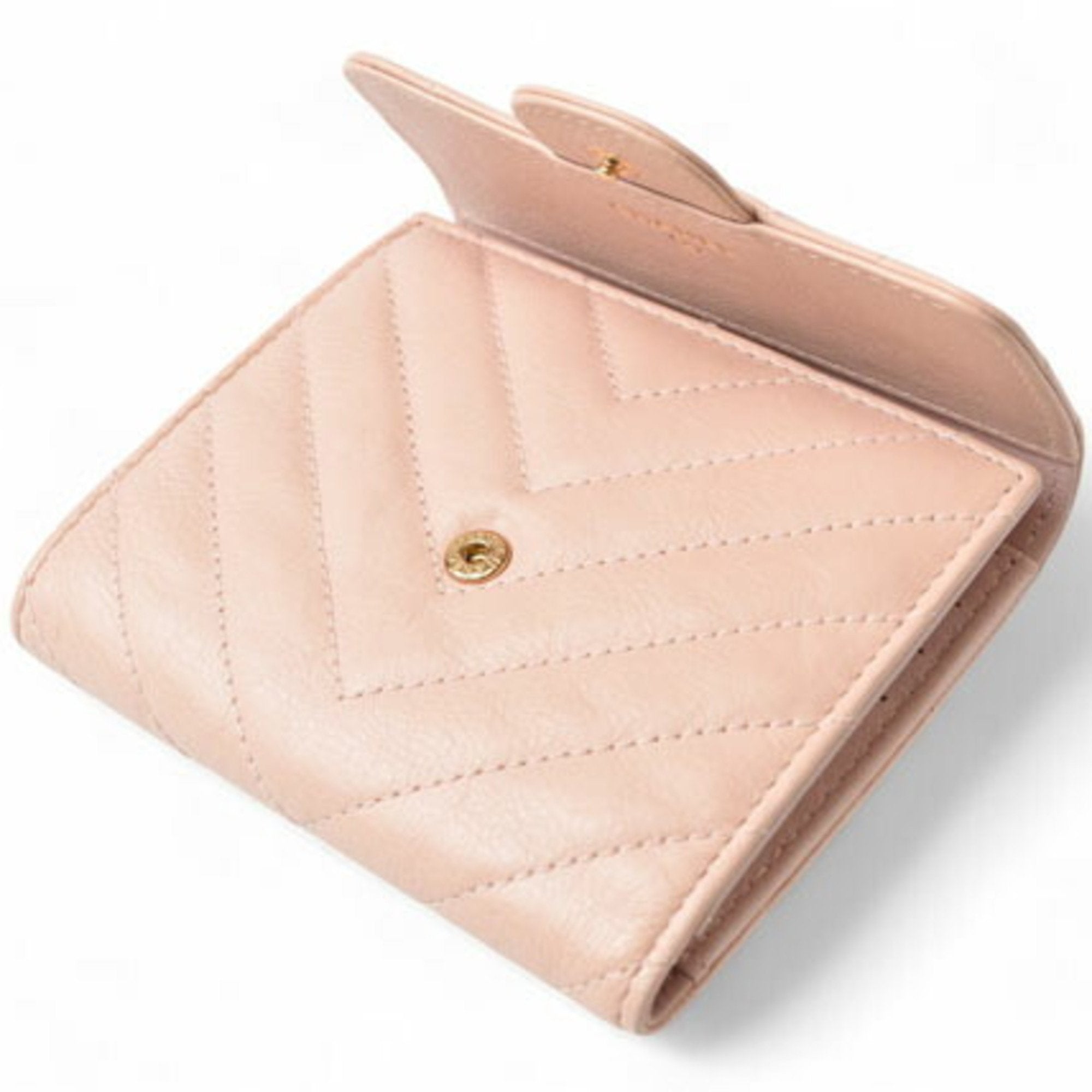 Chanel Baby Pink Leather Wallet (Tri-Fold) (Pre-Owned)
