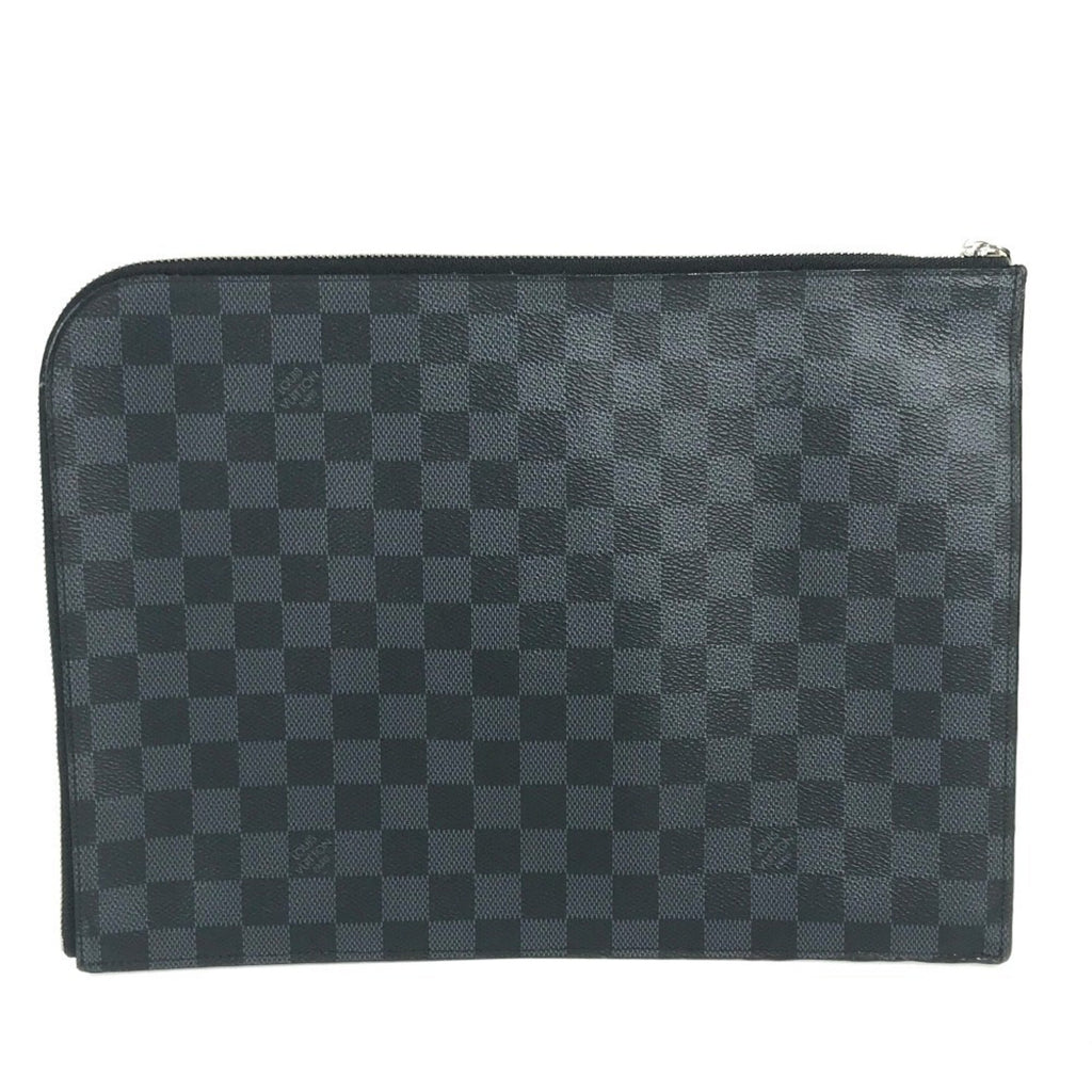 Louis Vuitton Black Red Color White Damier Graphite Clutch Bag Pochette Pouch (Pre-Owned)