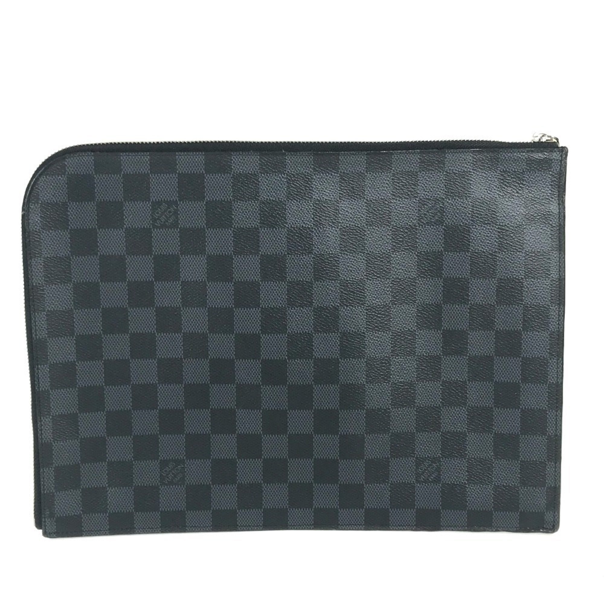 Louis Vuitton Black Red Color White Damier Graphite Clutch Bag Pochette Pouch (Pre-Owned)