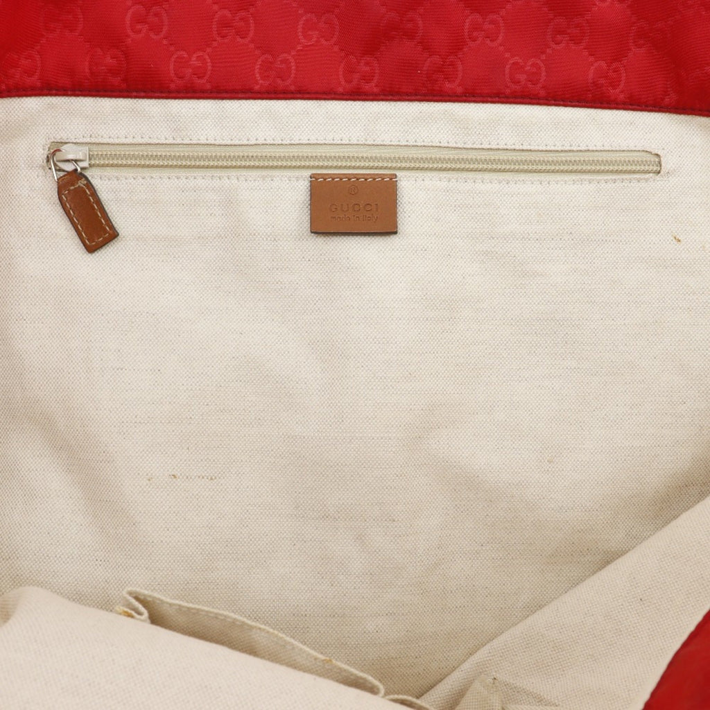 Gucci Red Color Nylon Boston Bag Handbag (Pre-Owned)