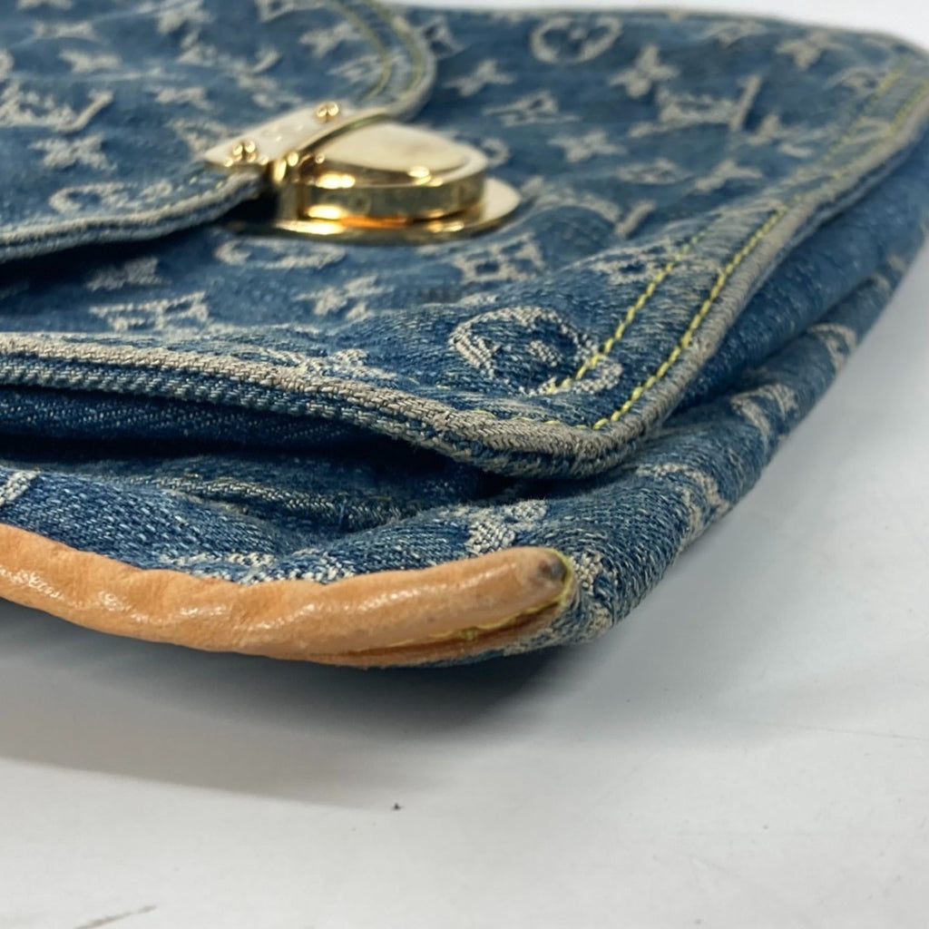 Louis Vuitton Blue Yellow Monogram Denim Shoulder Bag Tote Bag (Pre-Owned)