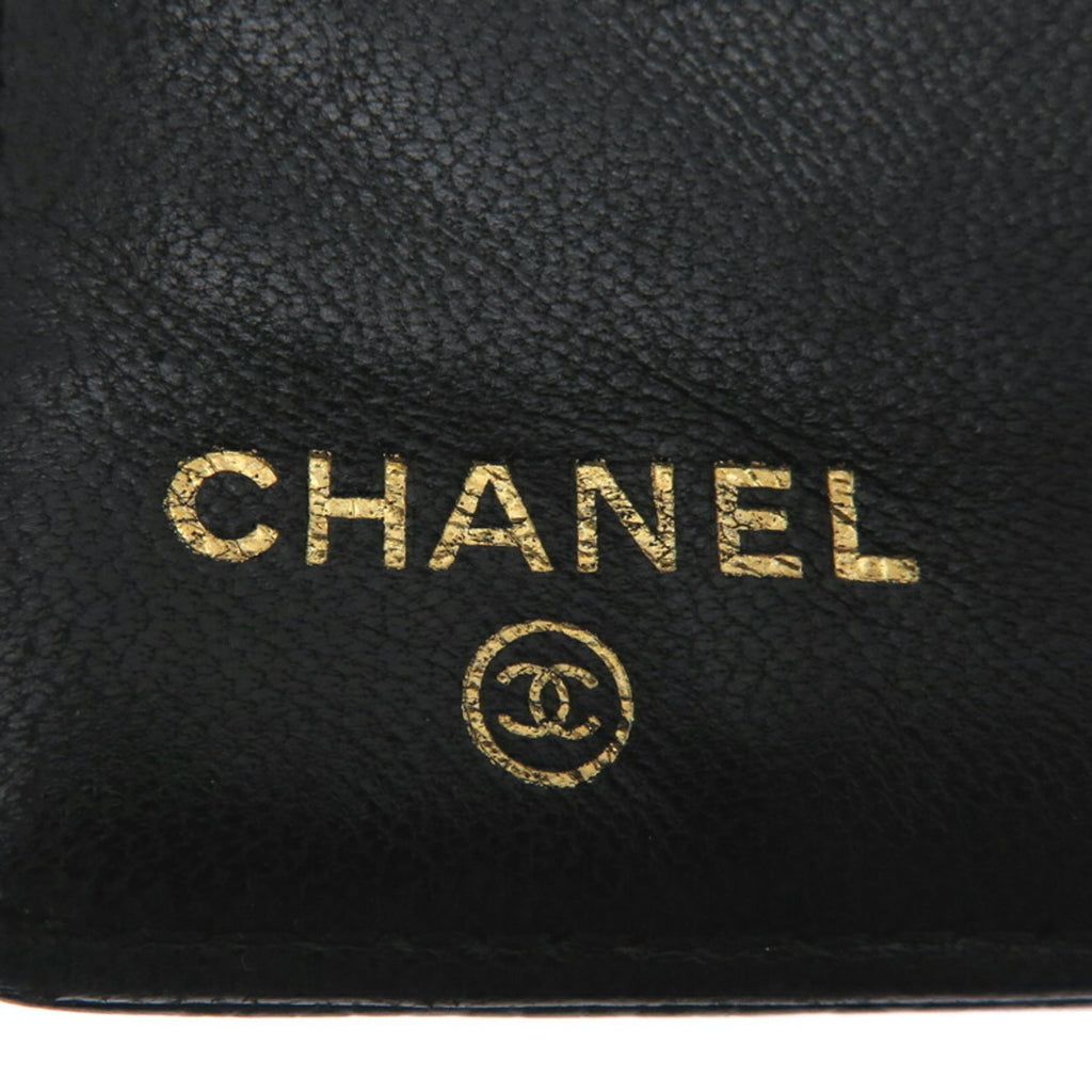 Chanel Black Grained Calfskin Long Wallet (Bi-Fold) (Pre-Owned)