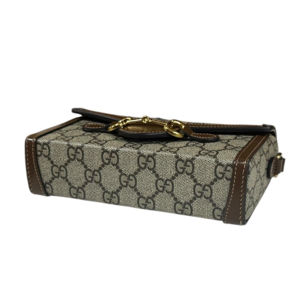Gucci Horsebit Beige Brown Gg Supreme Shoulder Bag (Pre-Owned)