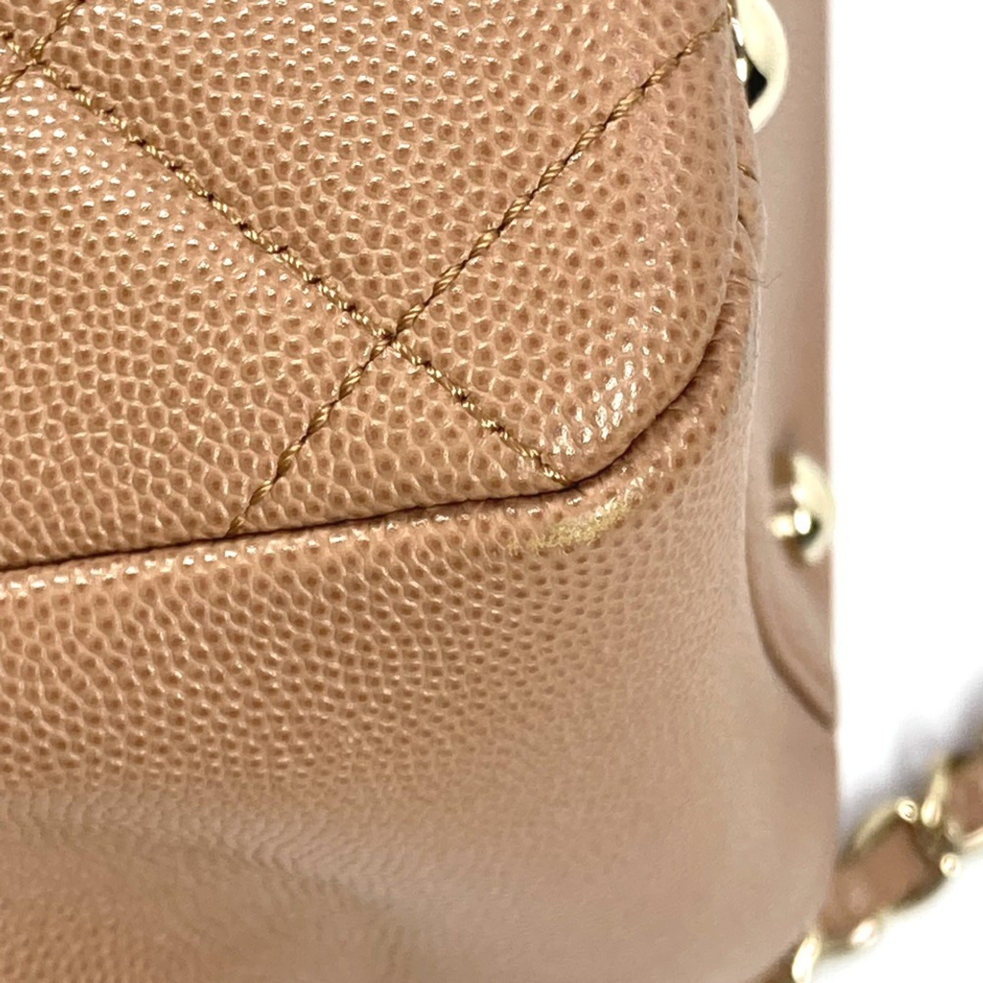 Chanel Beige Grained Calfskin Shoulder Bag Tote Bag (Pre-Owned)