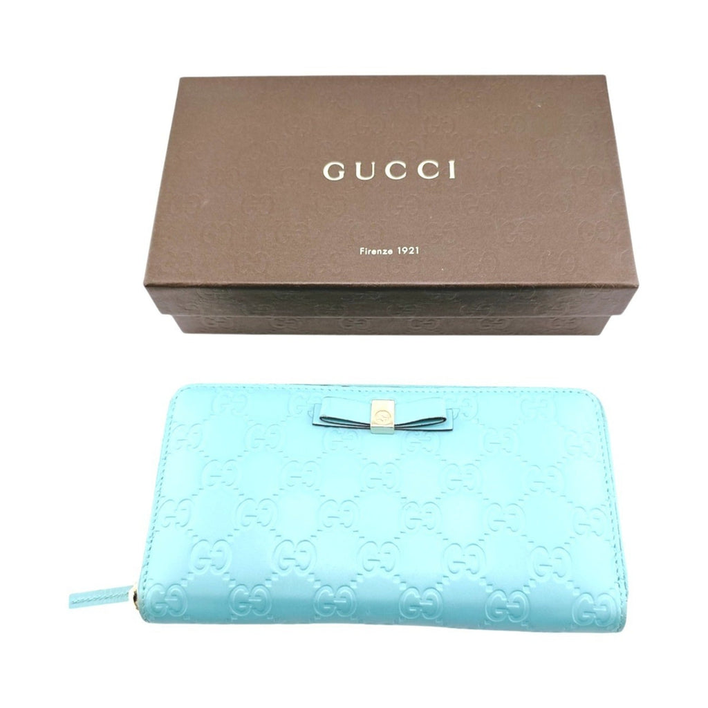 Gucci Blue Light Blue Leather Long Wallet (Bi-Fold) (Pre-Owned)