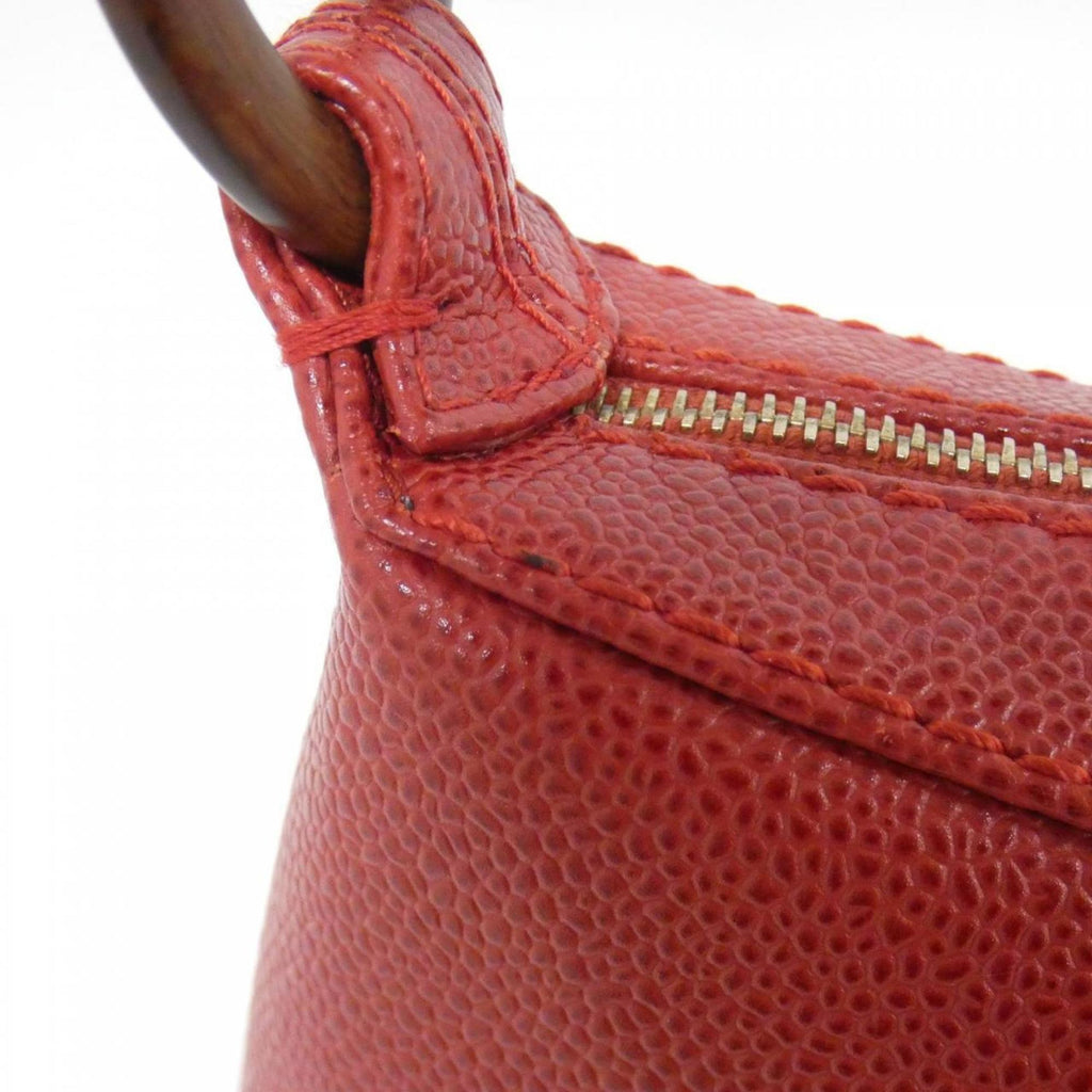 Chanel Red Color Grained Calfskin Handbag (Pre-Owned)
