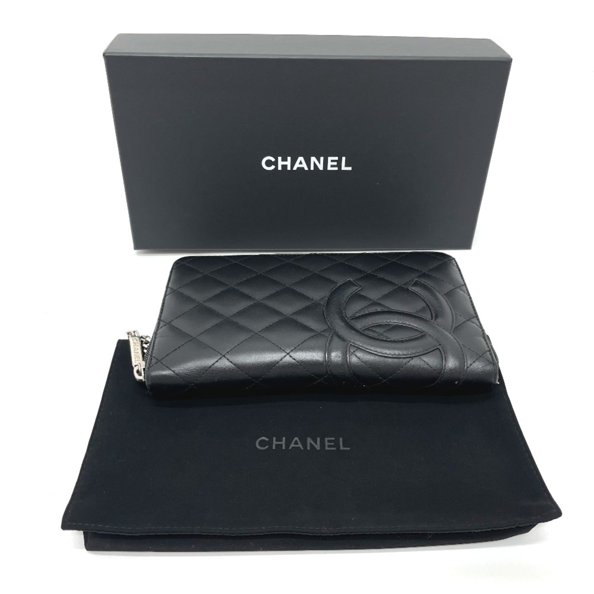 Chanel Black Leather Long Wallet (Bi-Fold) (Pre-Owned)