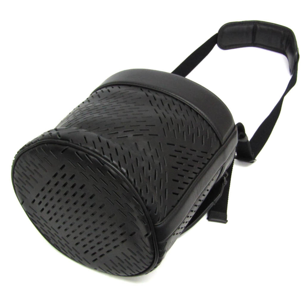 Bottega Veneta Paper Bucket Bag Perforated Leather Black Leather Shoulder Bag Bag (Pre-Owned)