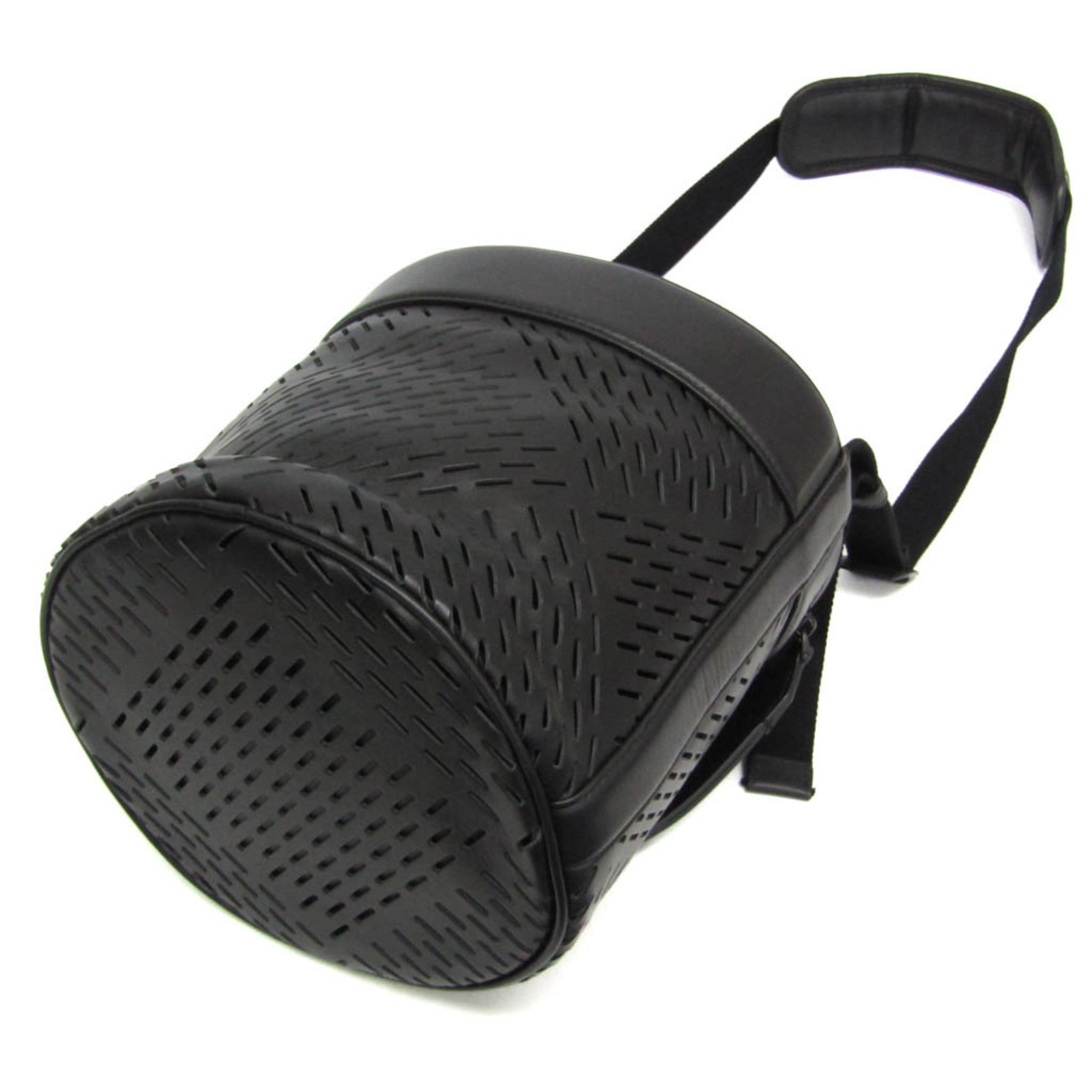Bottega Veneta Paper Bucket Bag Perforated Leather Black Leather Shoulder Bag Bag (Pre-Owned)