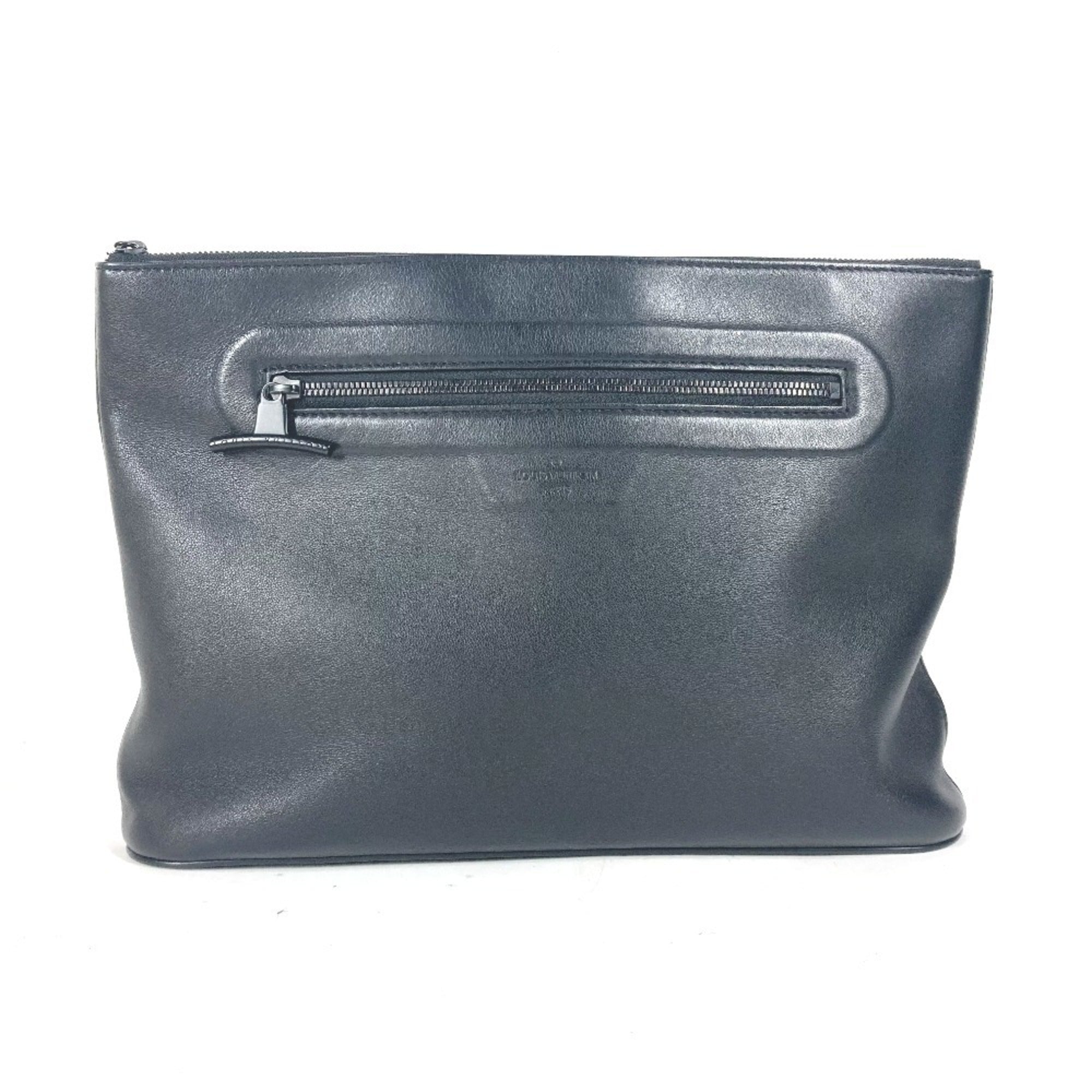 Louis Vuitton Black Leather Clutch Bag Pochette Pouch (Pre-Owned)