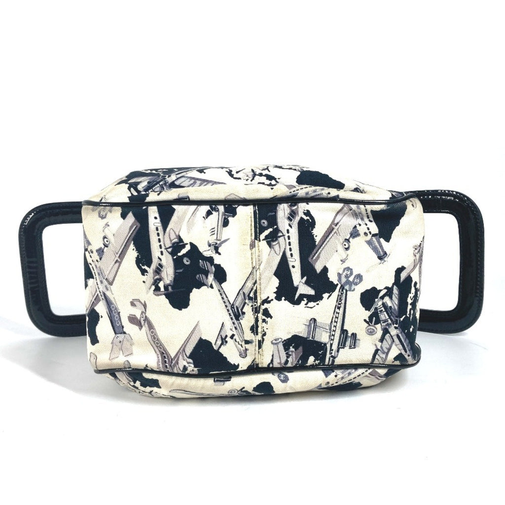 Chanel Black White Canvas Handbag (Pre-Owned)