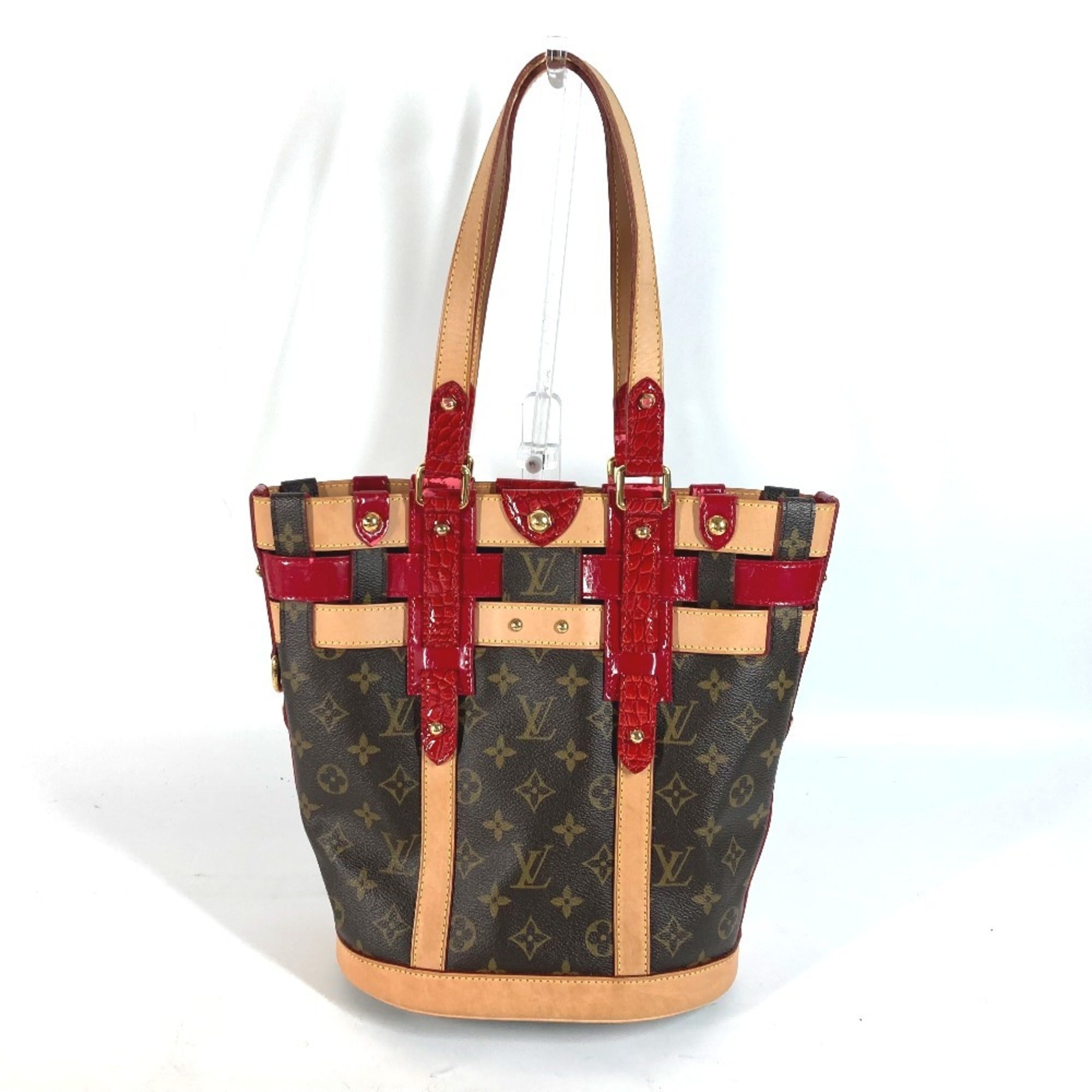 Louis Vuitton Brown Red Color Monogram Patent Leather Shoulder Bag Tote Bag (Pre-Owned)