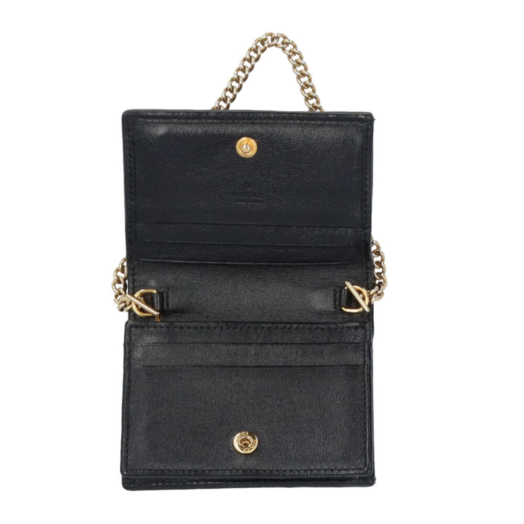 Gucci Black Leather Chain/Shoulder Wallet (Pre-Owned)