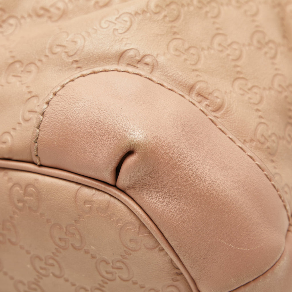 Gucci Beige Pink Canvas Leather Handbag Shoulder Bag (Pre-Owned)