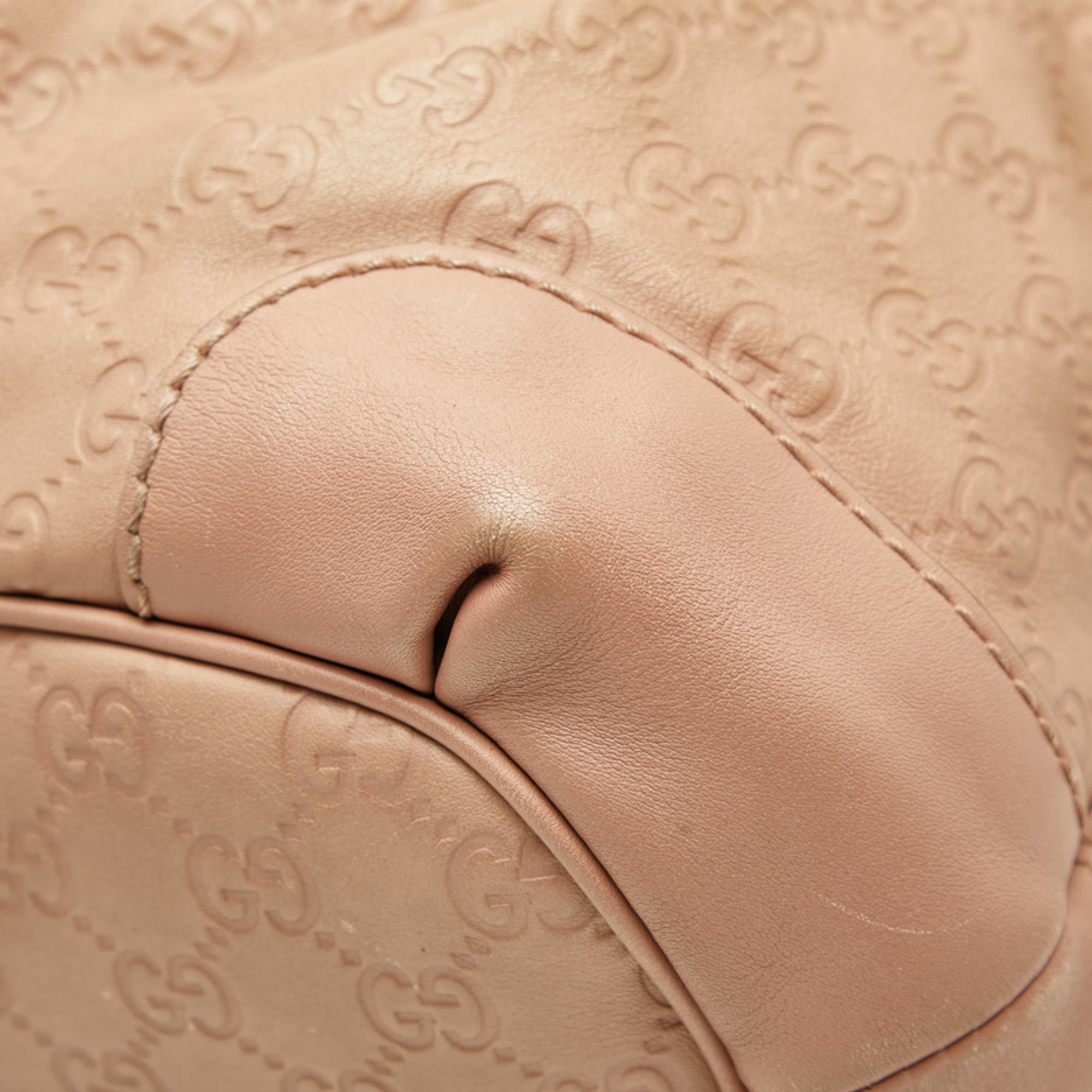 Gucci Beige Pink Canvas Leather Handbag Shoulder Bag (Pre-Owned)
