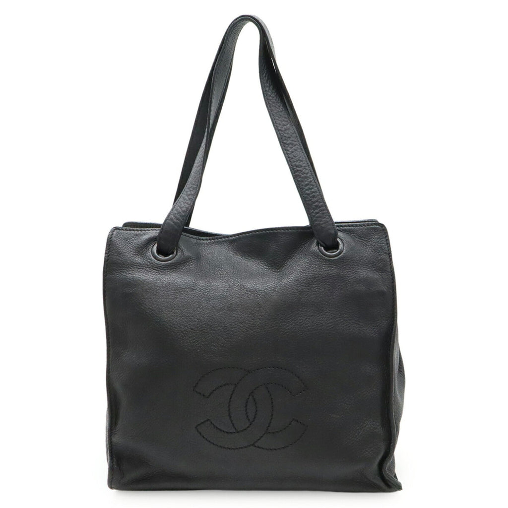 Chanel Black Leather Shoulder Bag Tote Bag (Pre-Owned)