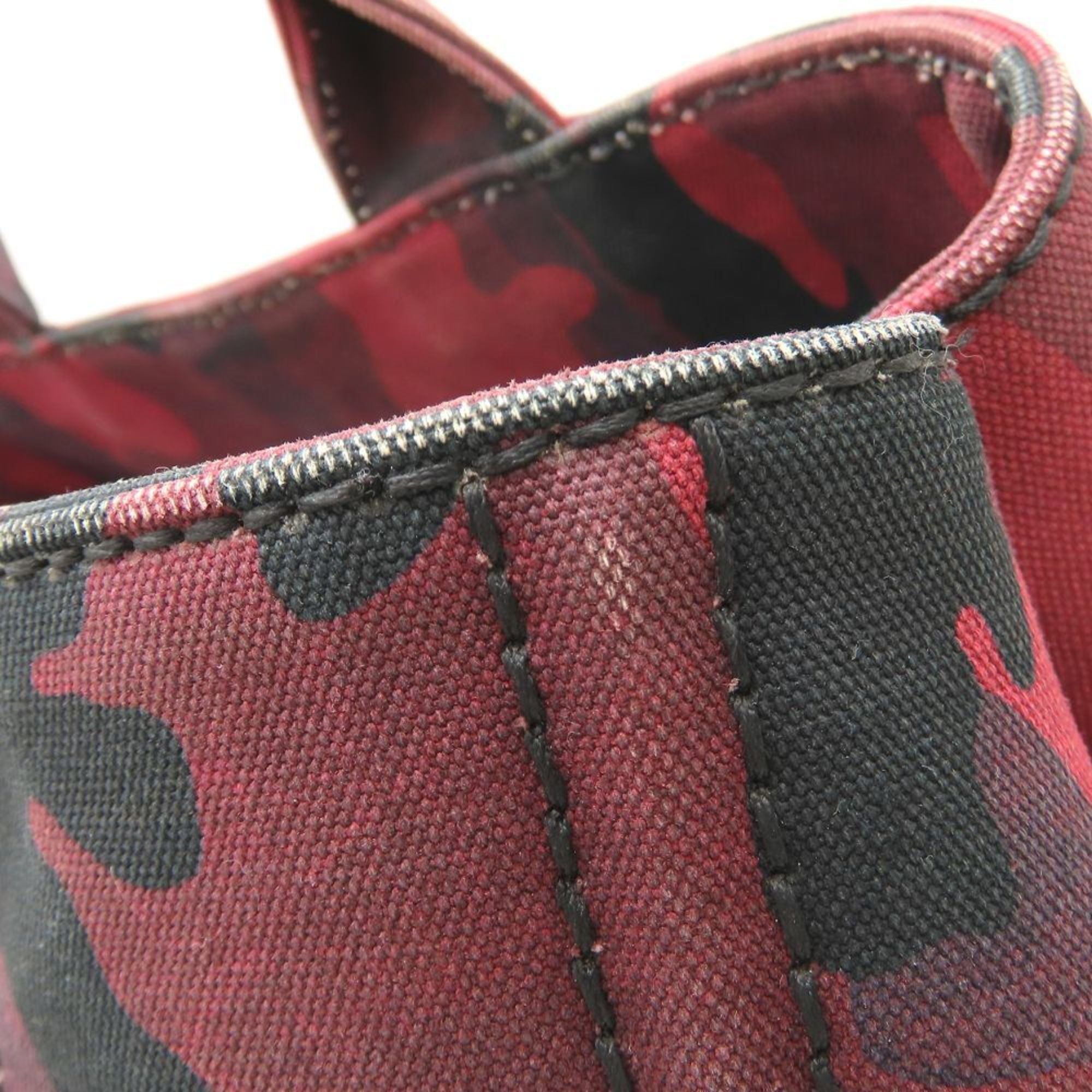 Prada Canapa Red Color Canvas Tote Bag (Pre-Owned)