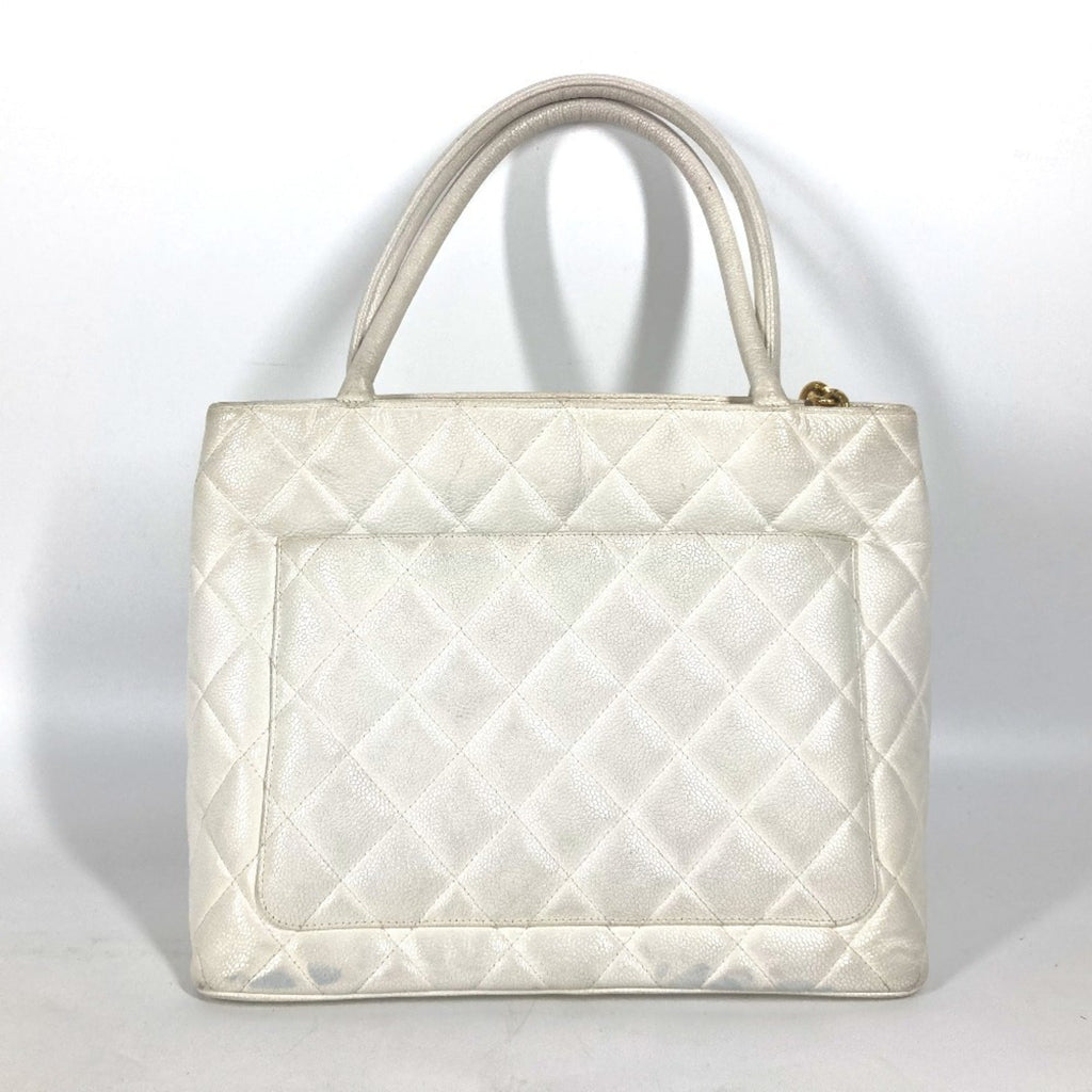 Chanel White Caviar Leather Shoulder Bag Tote Bag (Pre-Owned)