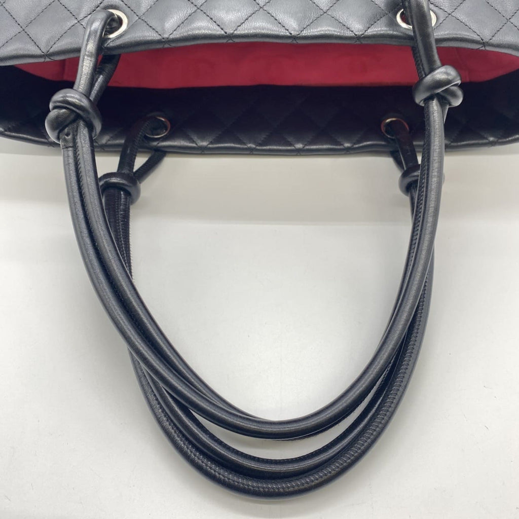 Chanel Black Leather Handbag Shoulder Bag Tote Bag (Pre-Owned)